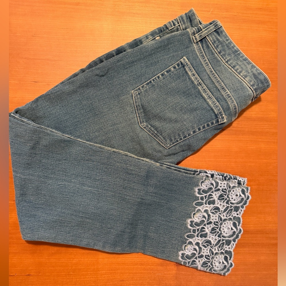 Ralph Lauren Blue Jeans with Floral Lace
